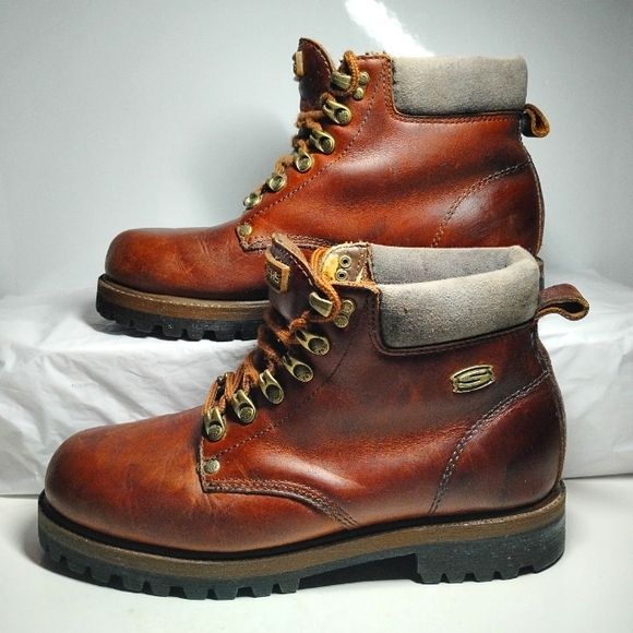 Skechers Mens Brown Leather Boots Size 10- A+ Condition - Picture 1 of 7